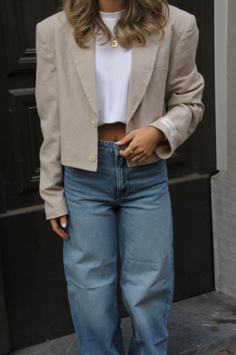Striped Cropped - Vintage Oversized Blazer