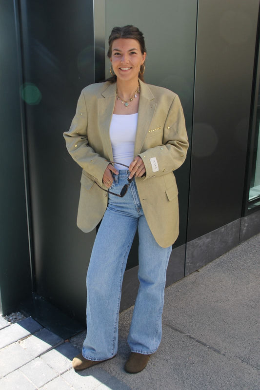 Studded Beige - Vintage Oversized Blazer