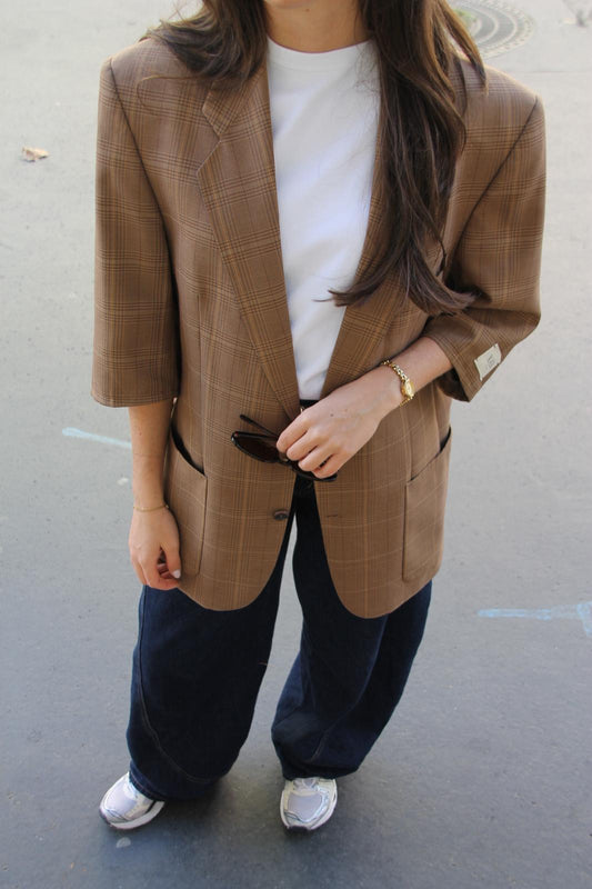 Plaid Brown - Vintage Oversized Blazer