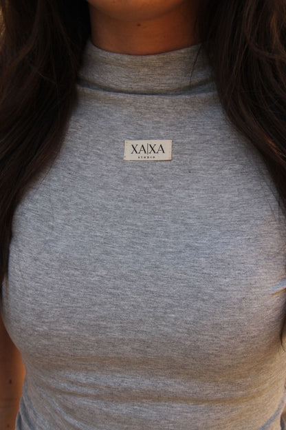 Grey - High Neck Tee