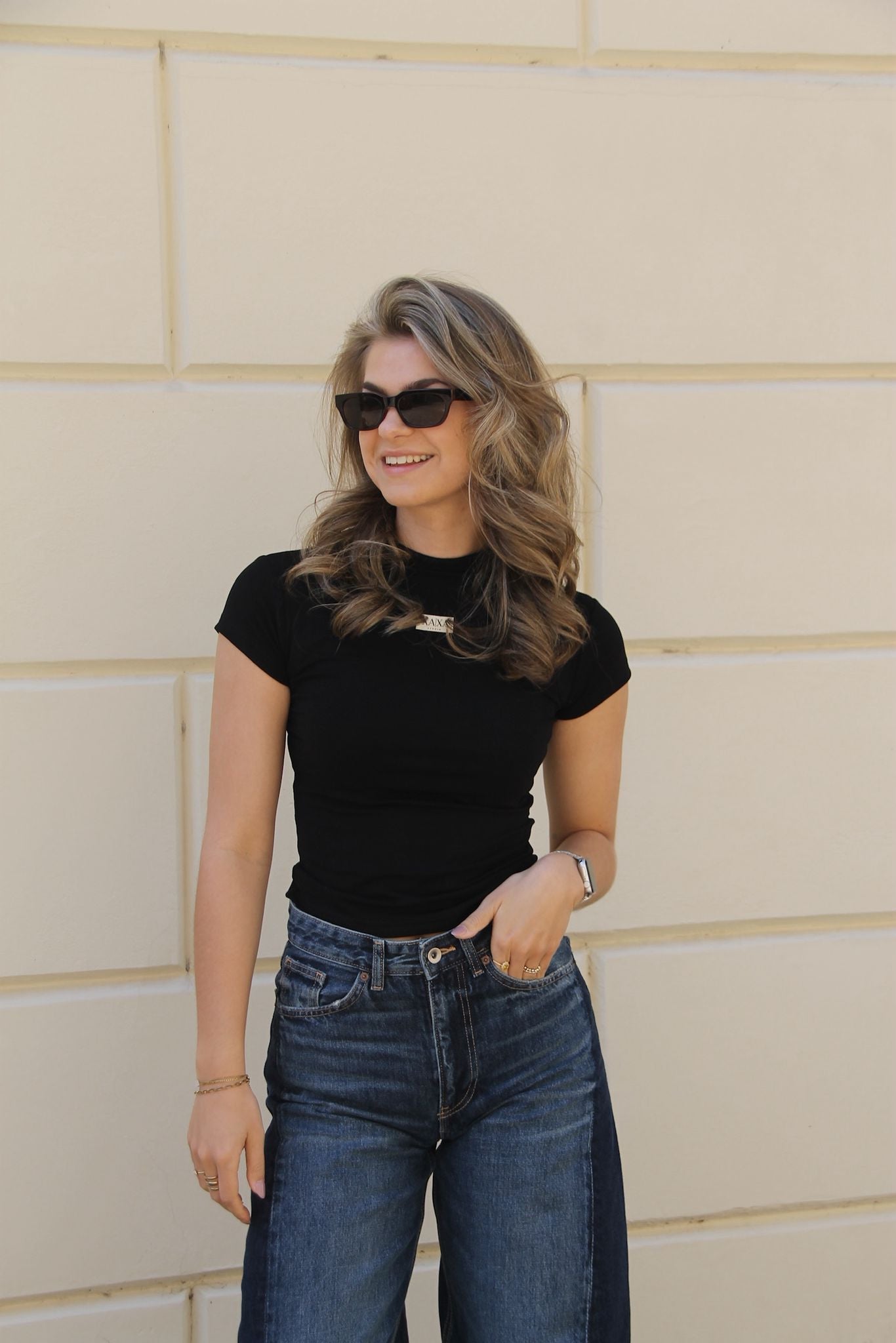 Black - High Neck Tee