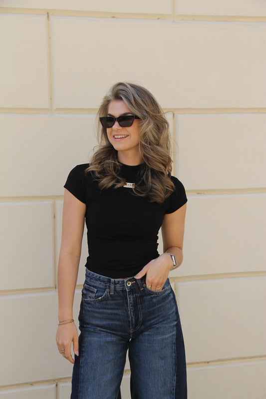 Black - High Neck Tee