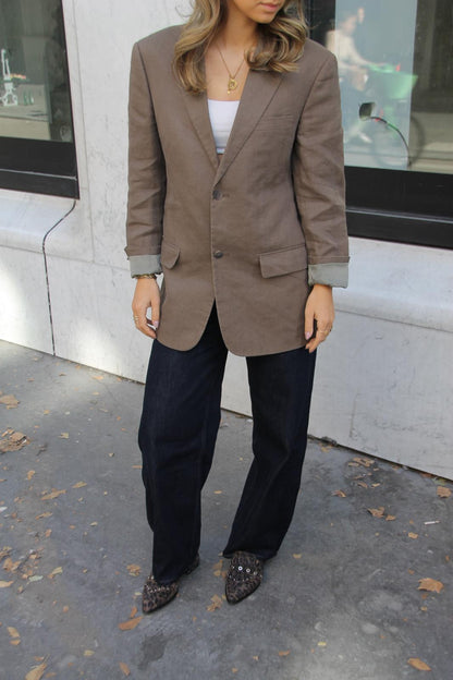 Latte Linen - Vintage Oversized Blazer